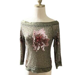 Embellished Off-Shoulder Sequin Top Size Medium Stylish